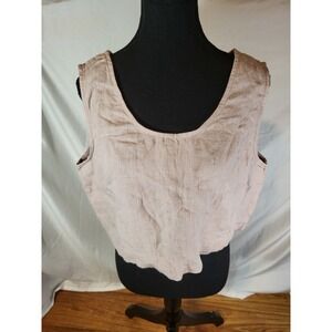 AmourLinen Amiur 100% Linen Peach XXL Cropped Sleeveless Top